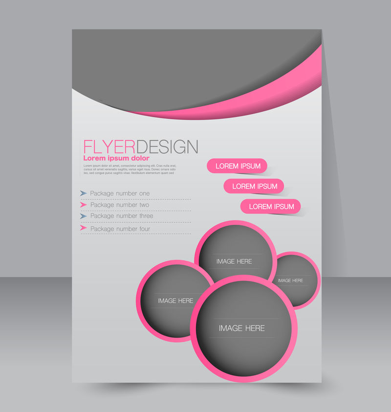 传单模板。商业手册。可编辑的A4海报设计，教育，介绍，网站，杂志封面。粉红色和灰色。