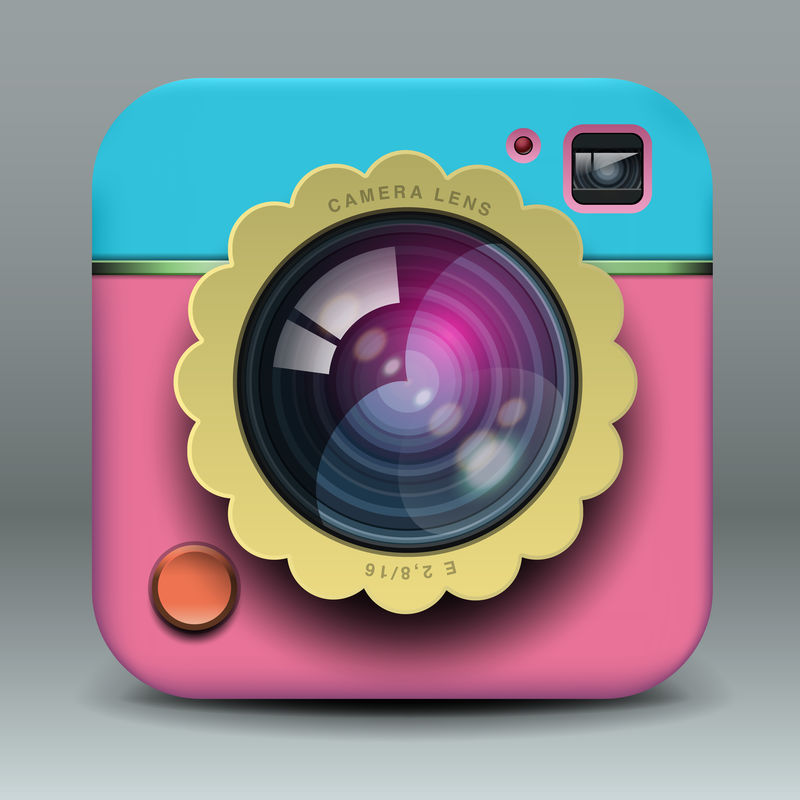 应用程序设计粉色照相/摄像机图标