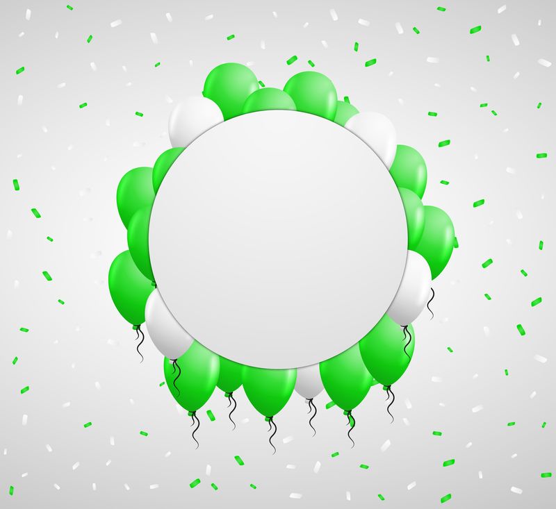 圆形徽章和绿色气球