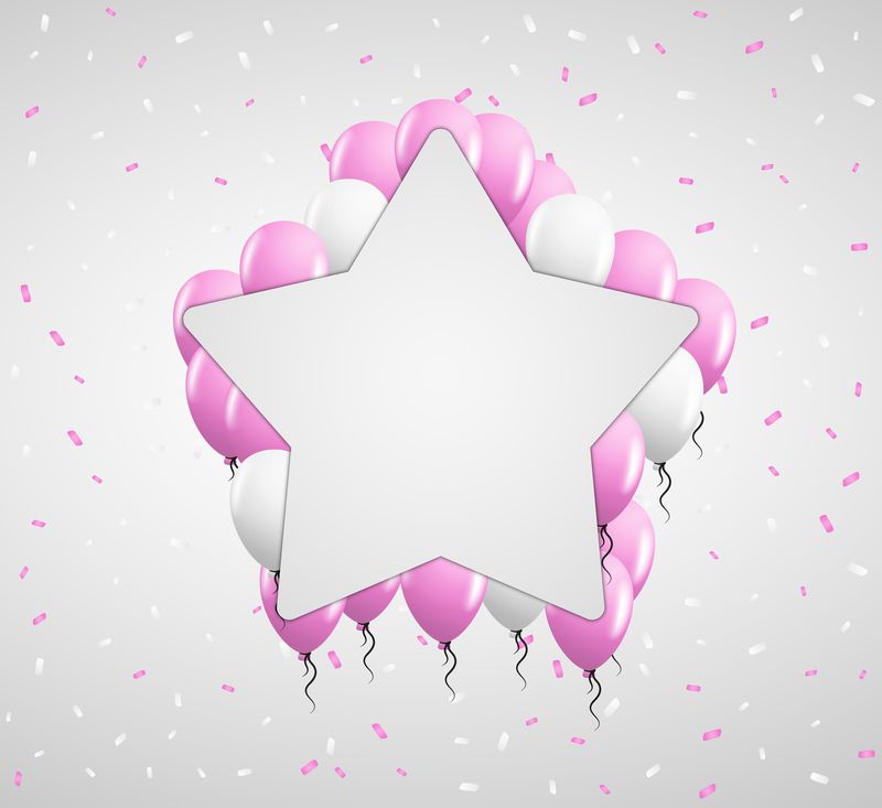 明星徽章和粉色气球