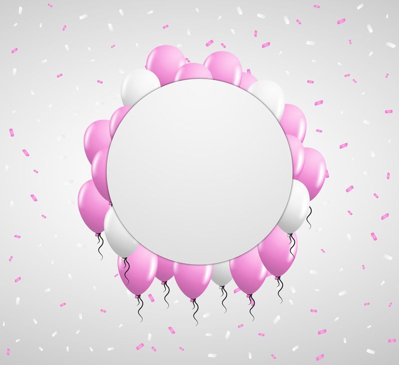 圆形徽章和粉色气球