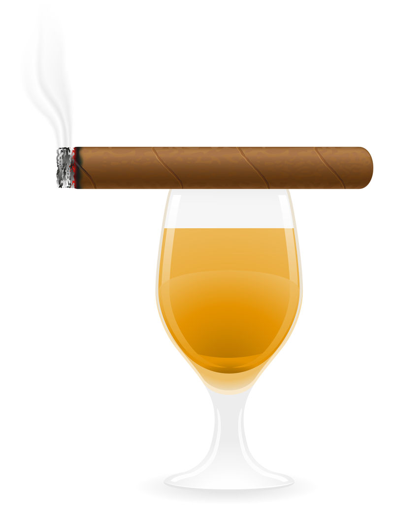 雪茄和酒精饮料矢量图
