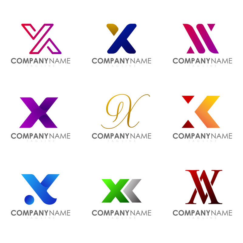 一套现代字母标识设计字母X。