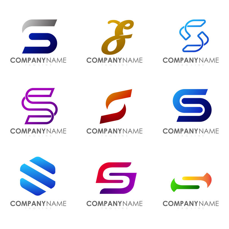一套现代字母标志设计字母S。