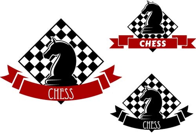 象棋游戏图标与马和棋盘