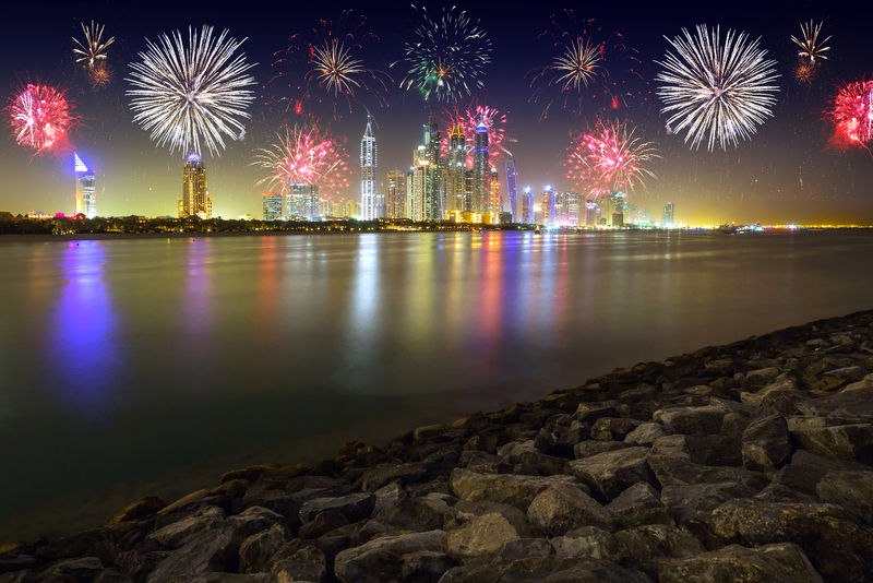 迪拜UAE的新年烟花汇演