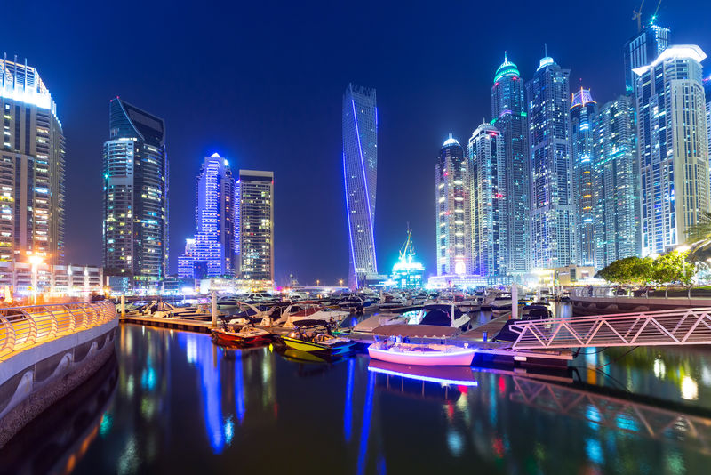 阿联酋迪拜码头夜景