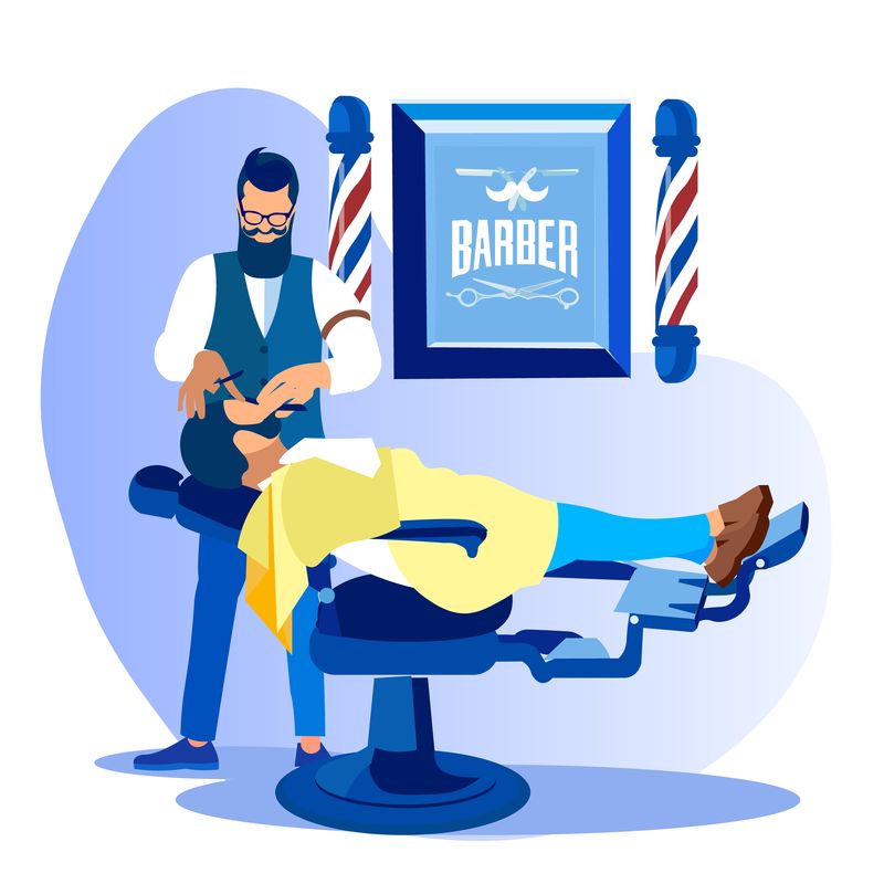 男士美容院理发师造型客户胡须