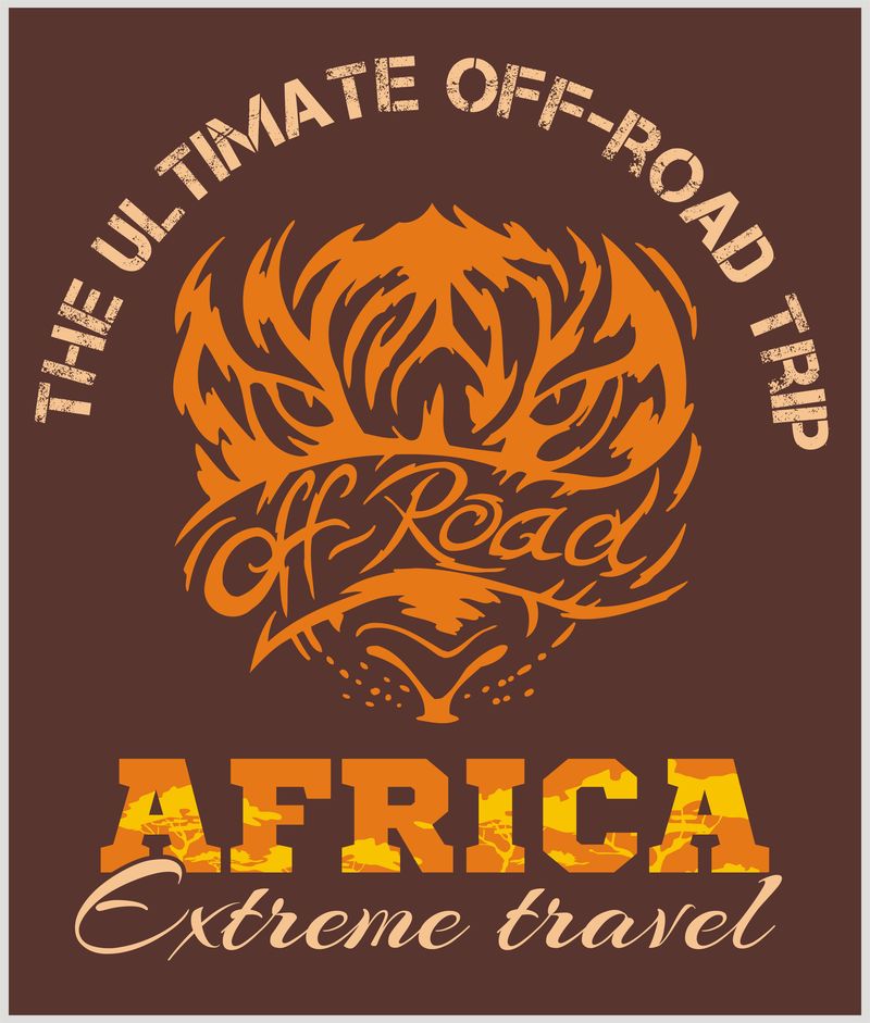 非洲旅行-极端越野矢量标志。