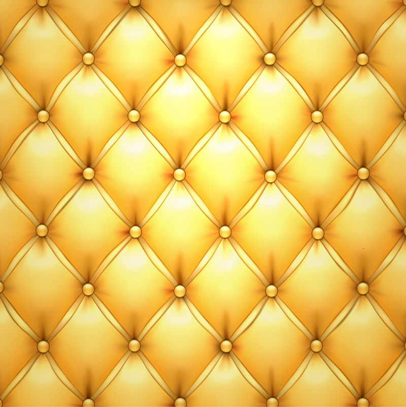 金色矢量软垫皮革图案背景。