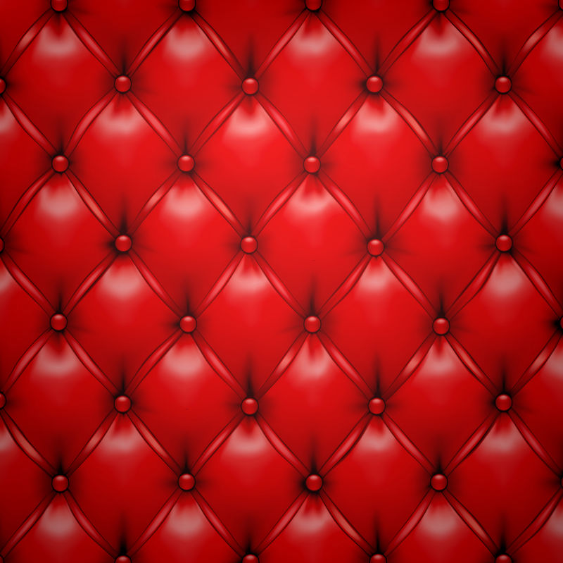 红色矢量软垫皮革图案背景。