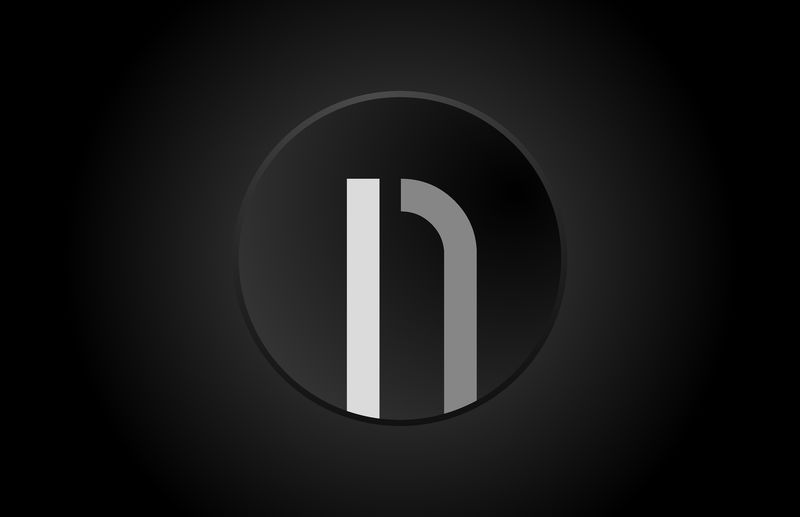 黑白字母n圆圈标志图标设计