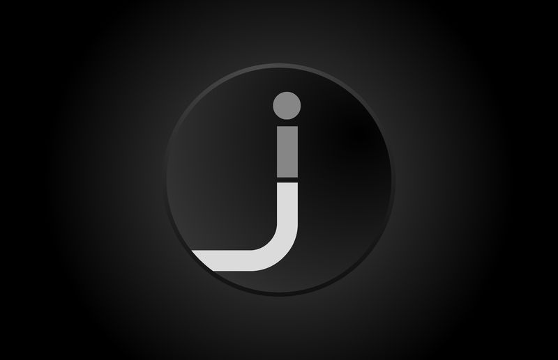黑白字母j圆圈标志图标设计
