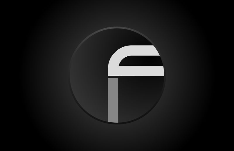 黑白字母f圆圈标志图标设计