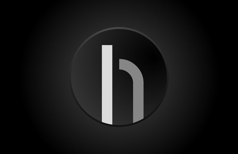 黑白字母h圆圈标志图标设计