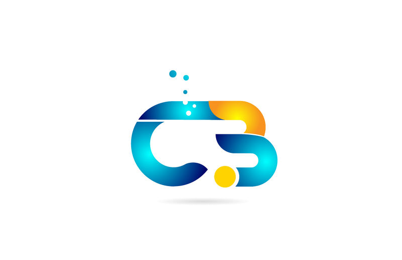 公司标志用字母组合cb c b橙蓝色字母