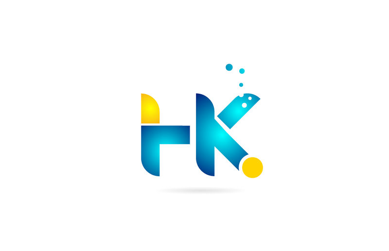 公司标志用字母组合h k橙蓝色字母
