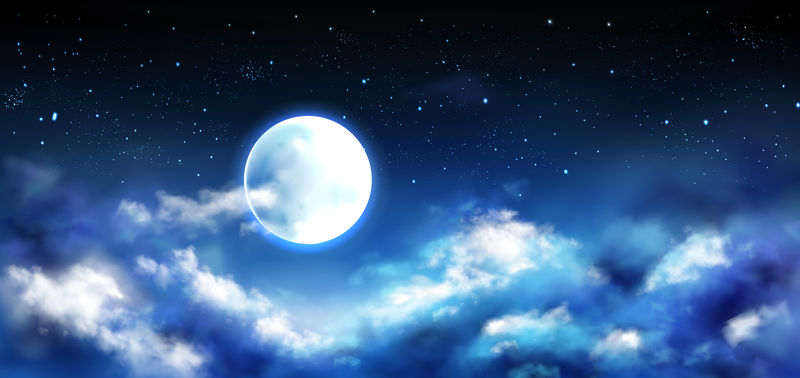 夜空中的满月星云景象