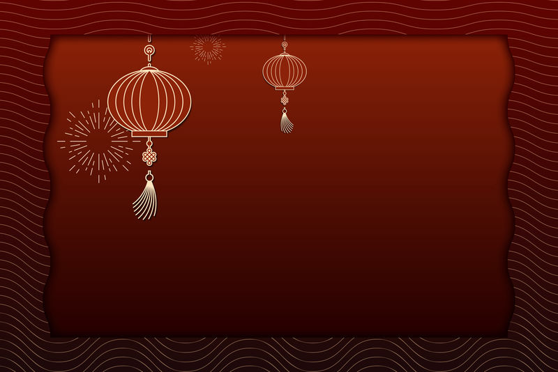具有复制空间的中国传统红灯笼设计卡