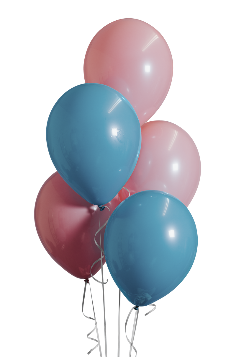 淡粉色和蓝色气球PNG透明背景
