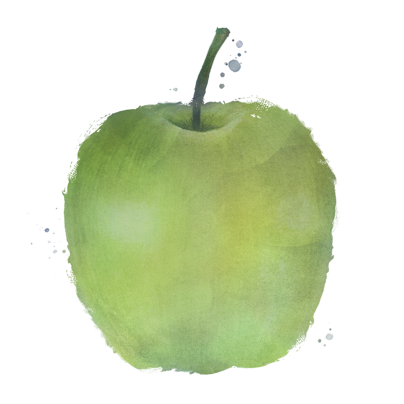 手绘青苹果水彩风格设计元素