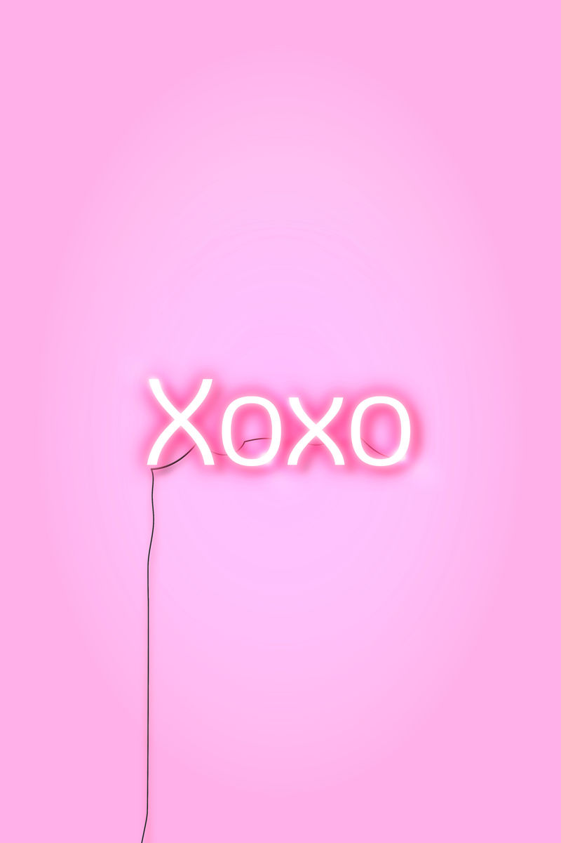 粉红色xoxo霓虹灯字向量