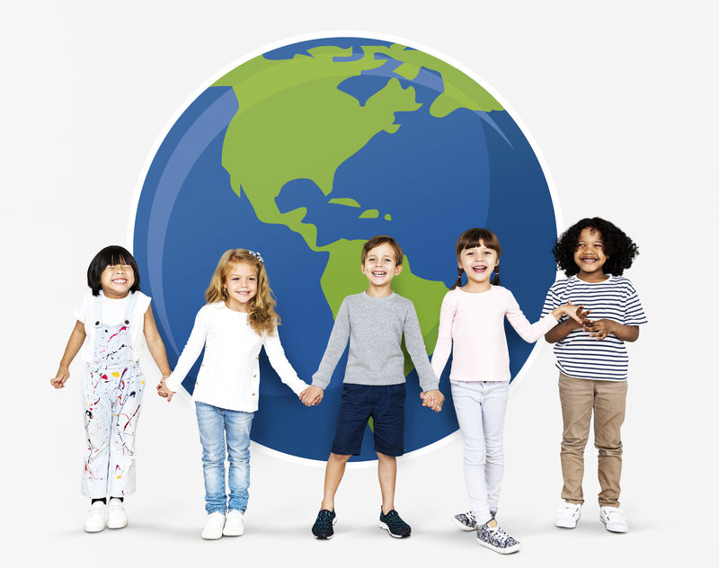 多样化的孩子传播环保意识