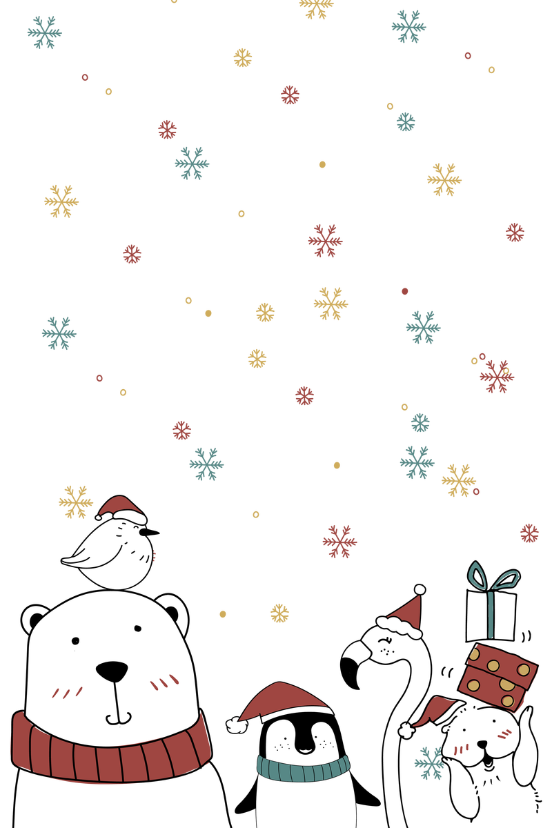 可爱北极熊png动物圣诞卡背景