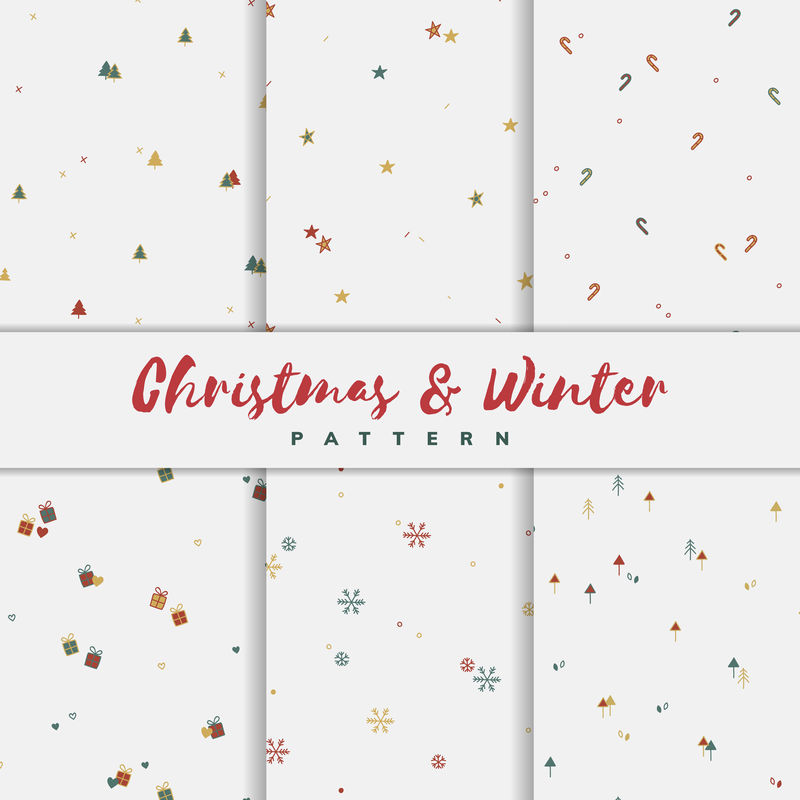 圣诞和冬季图案背景套装