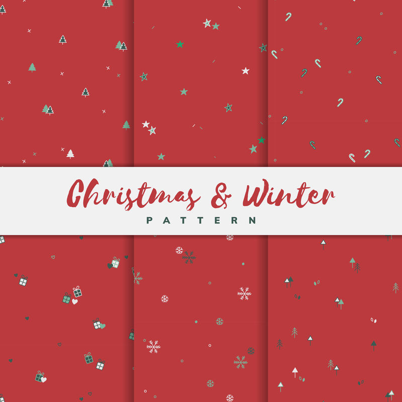 圣诞和冬季图案背景套装