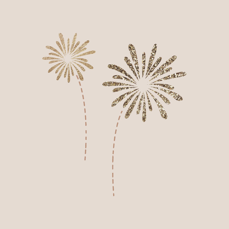 米色背景上的新年烟花涂鸦