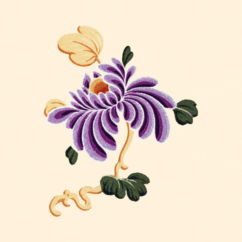 中国艺术紫花装饰插画