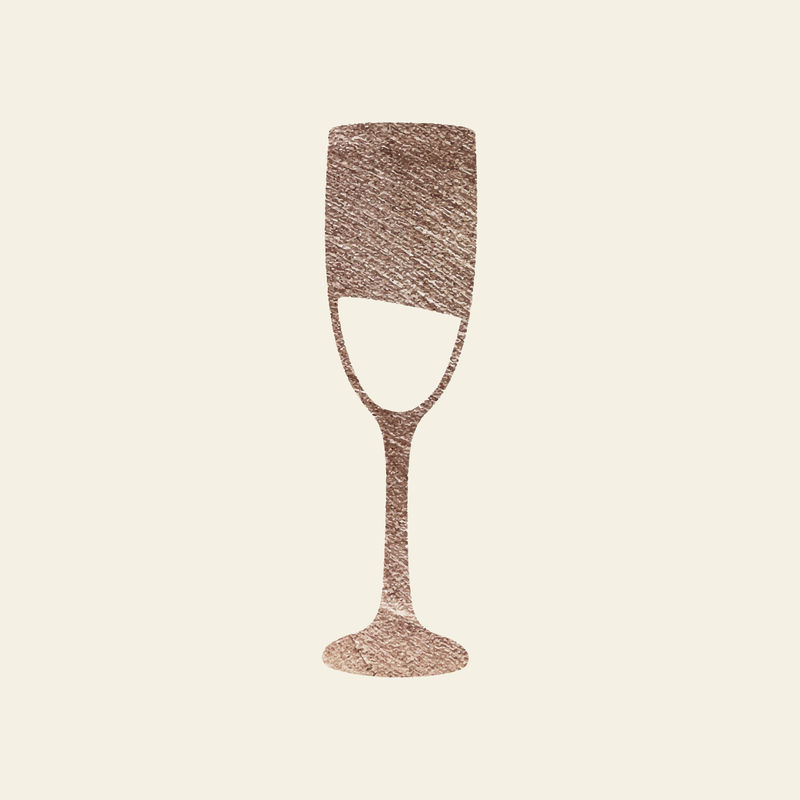 奶油色背景上的新年酒杯涂鸦