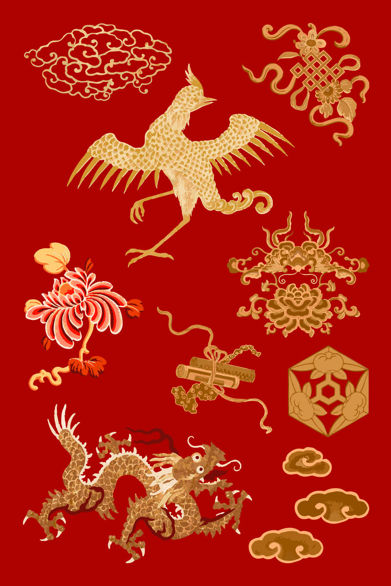 动物载体黄金中国传统艺术剪贴集