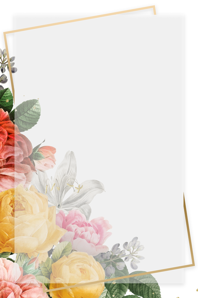 复古花卉彩色png框架水彩插图
