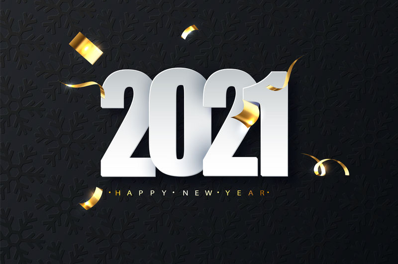 2021年新年豪华插图在黑暗的背景。新年快乐
