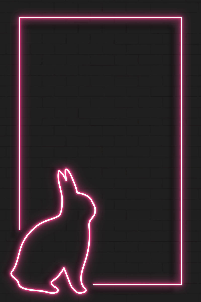 黑色背景矢量上的粉色复活节兔子霓虹灯框架