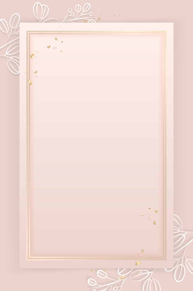花卉图案粉色背景向量上的矩形框