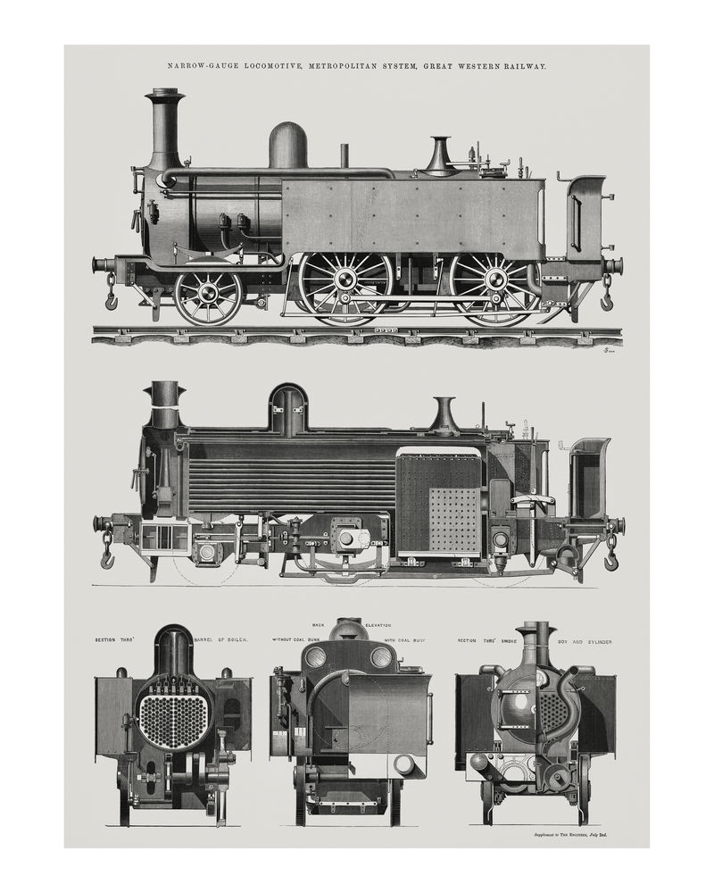 火车和它的车厢老式插画墙壁艺术印刷和海报设计混合从原来的艺术品