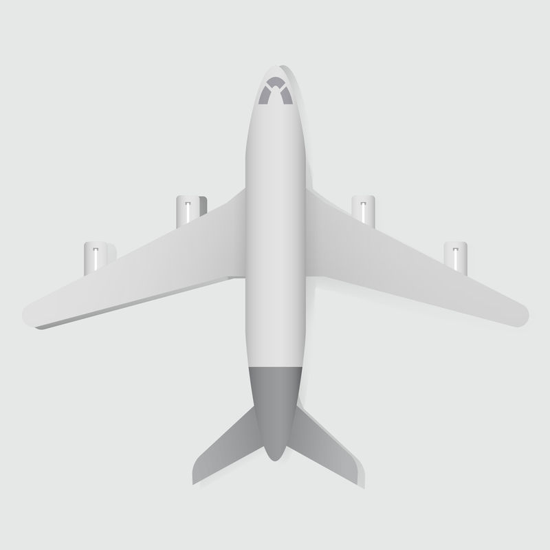 白色飞机矢量图平面布置顶视图