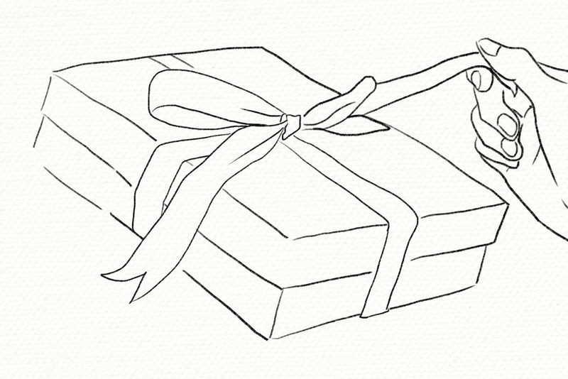 情人节礼物盒psd展开黑白插图