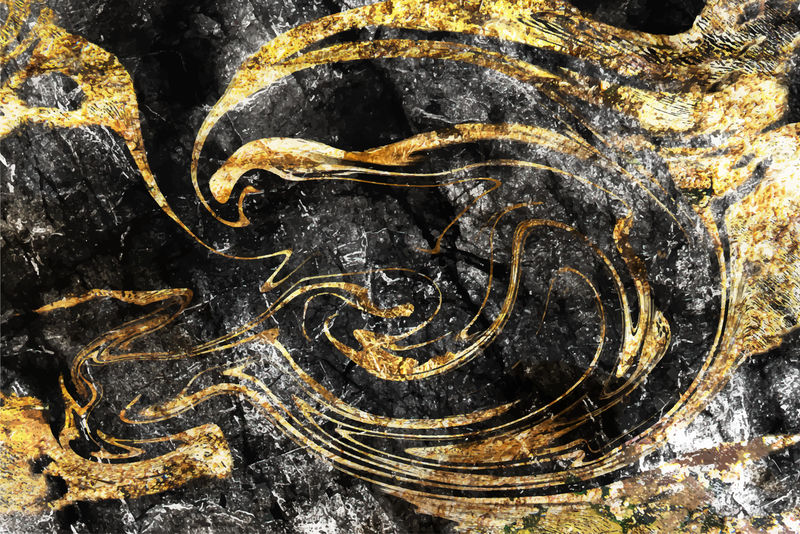 金色和黑色大理石图案背景向量