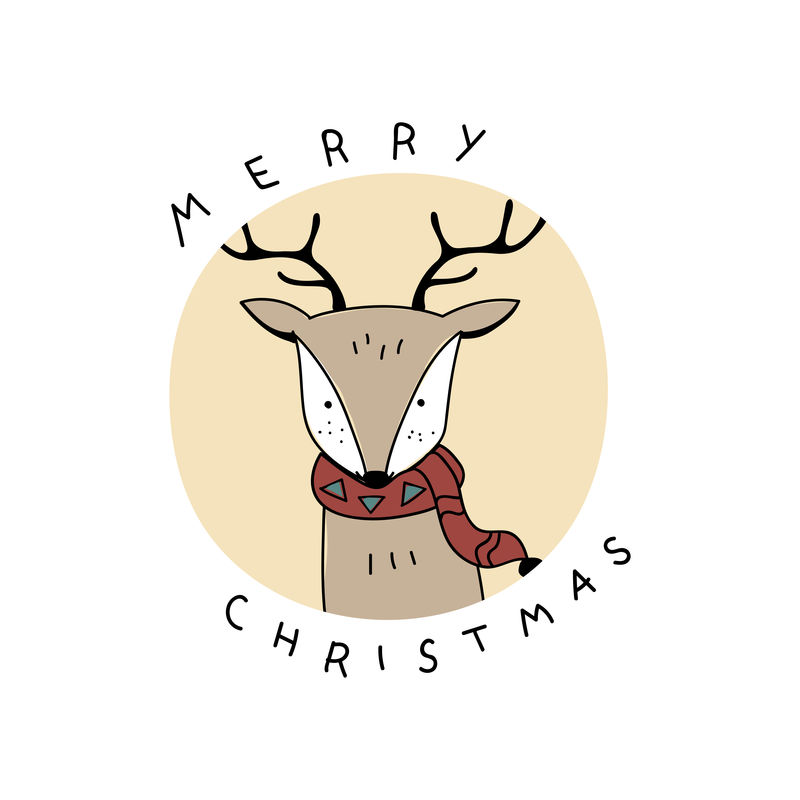 手绘鹿享受圣诞假期