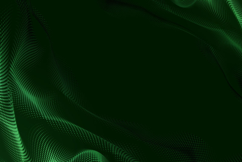 黑色背景上的绿色3D抽象运动