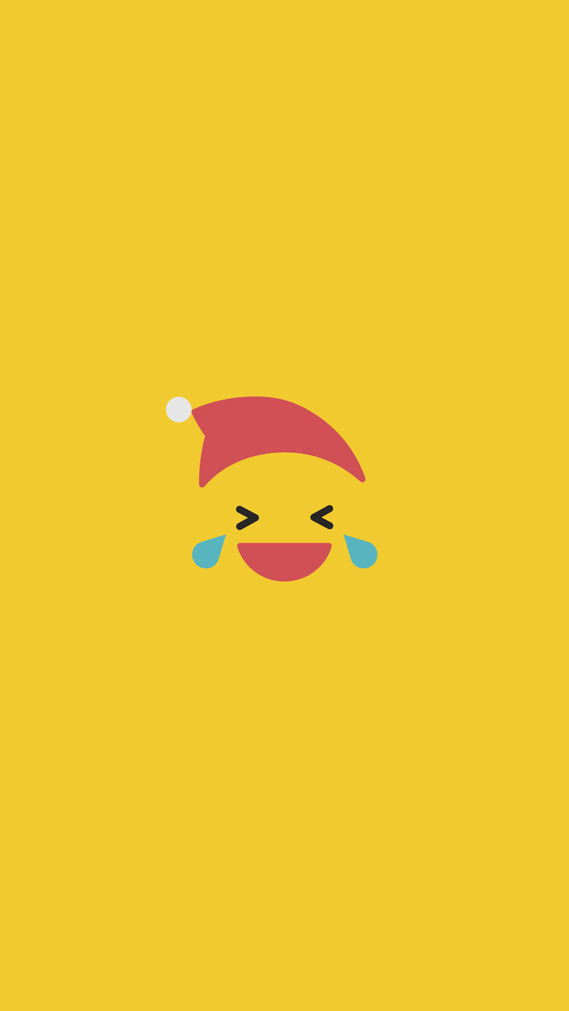 圣诞老人带着喜悦的泪水微笑黄色背景矢量手机壁纸矢量表情