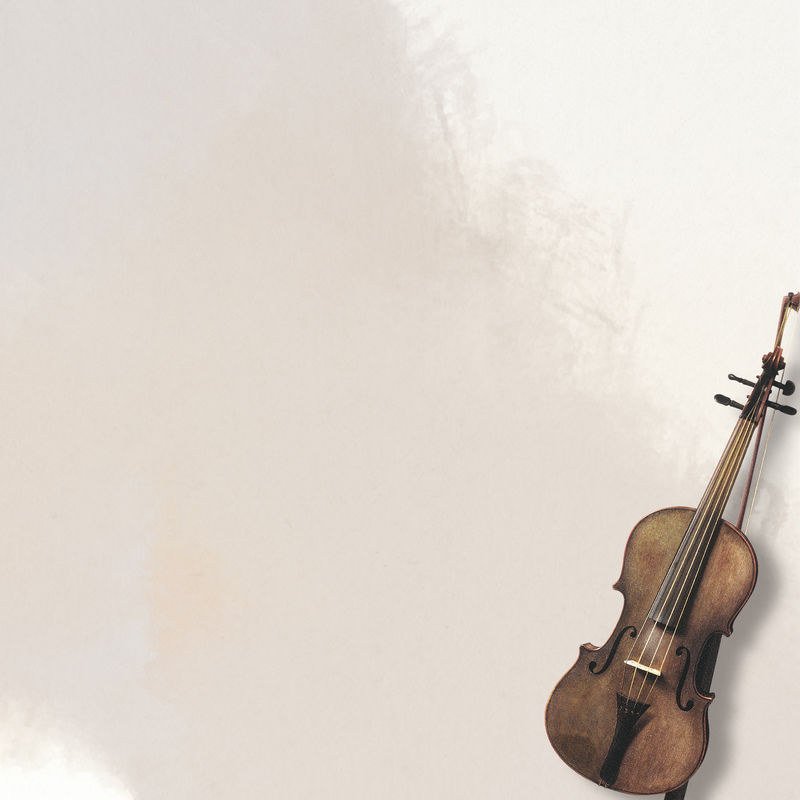 米色背景插图上的复古手绘小提琴