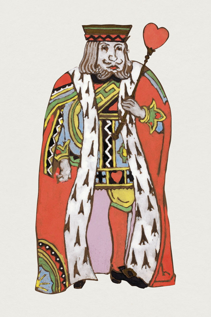 《红心之王》psd插图出自刘易斯·卡罗尔的《爱丽丝梦游仙境历险记》由威廉·彭哈洛·亨德森的作品改编而成