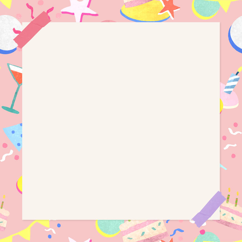 可爱的生日方形框架矢量粉色庆典