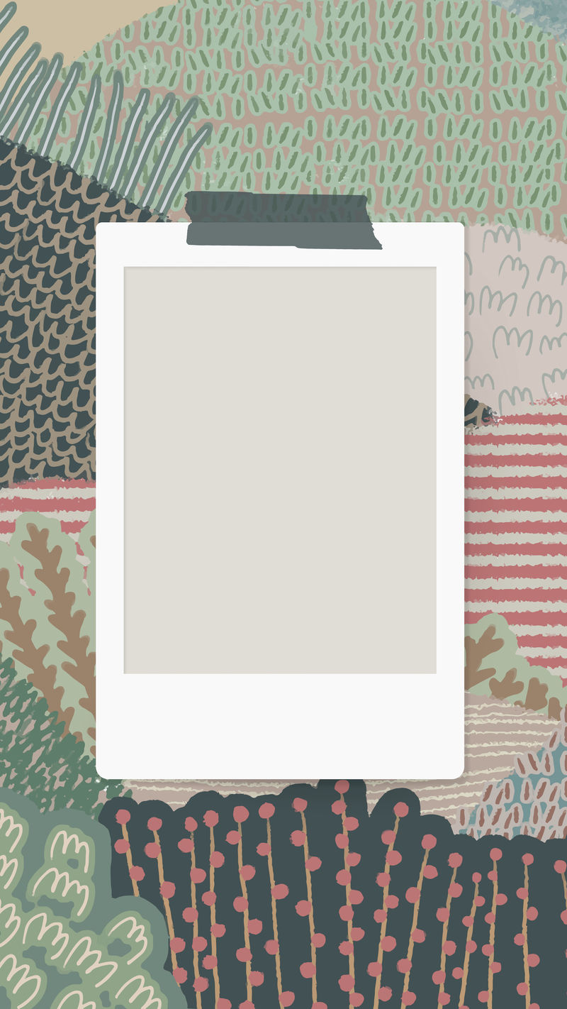 抽象风景背景手机壁纸矢量空白相框