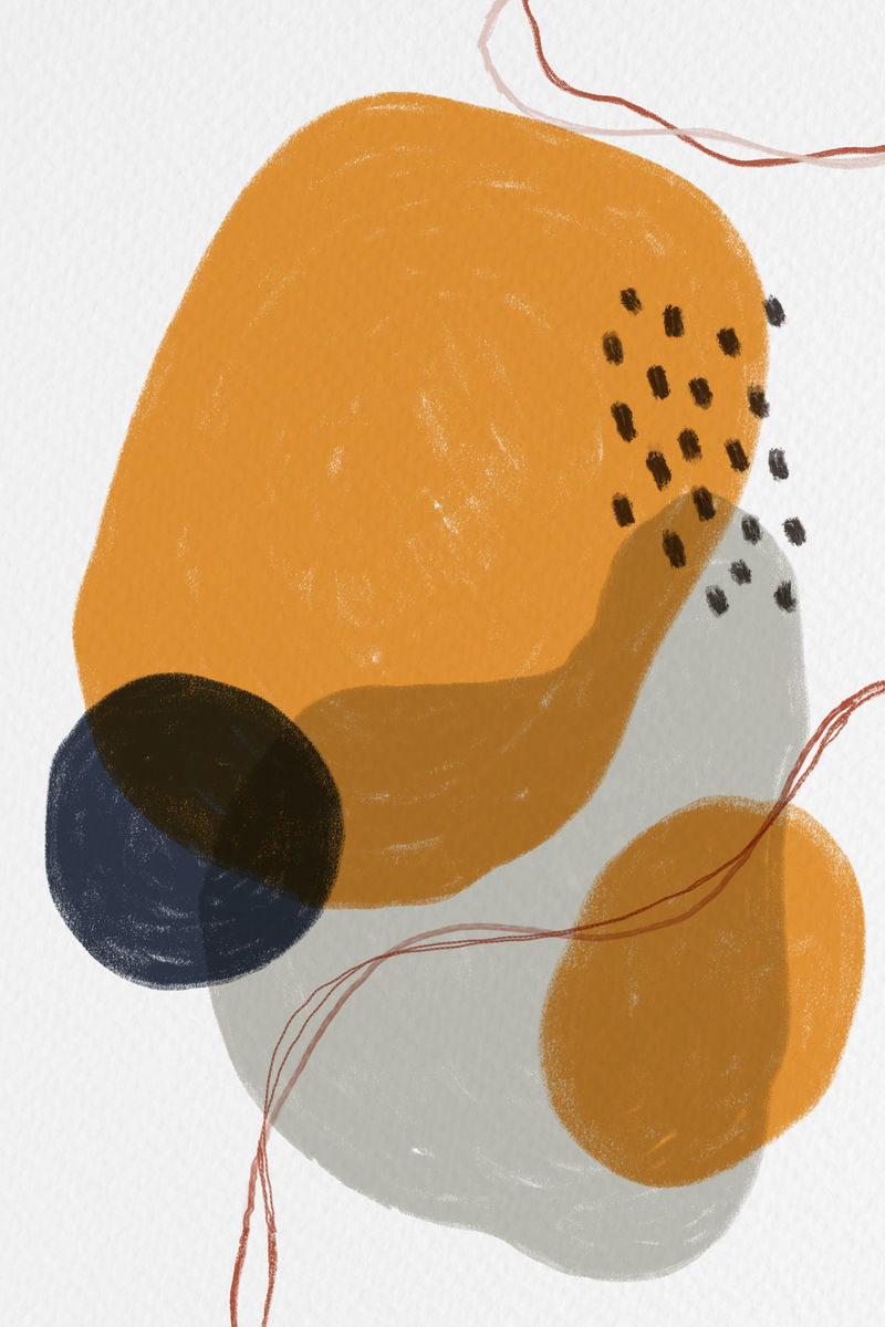 彩色橙色抽象水彩圆圈插图